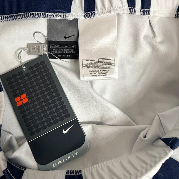 Nike Skirt Womens M White Navy Striped High Waist Mini 88% Polyester Dri-Fit - Picture 8 of 10